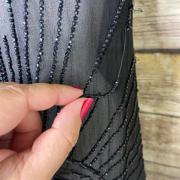Antique Authentic black beaded 1920s flapper dress size S - Picture 15 of 16
